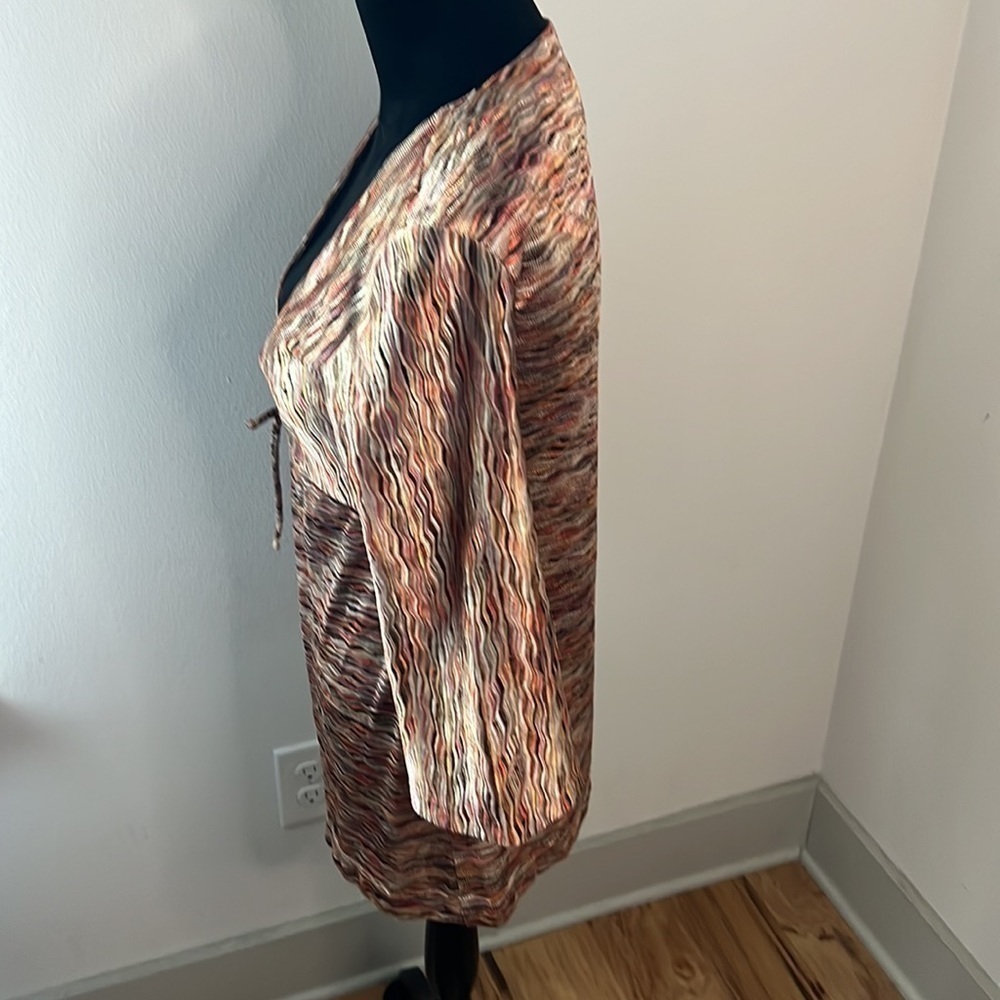 Chico’s marled retro look cover up light top bell sleeves tie front Sz S - Picture 3 of 8